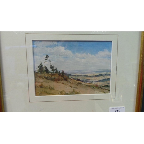 219 - Lot of 2 x Small Framed Water Colours - Seaside & Landscape (33cm x28cm)