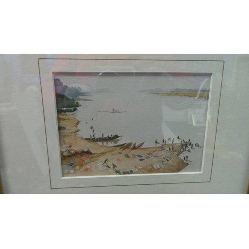 219 - Lot of 2 x Small Framed Water Colours - Seaside & Landscape (33cm x28cm)