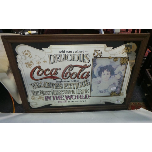 235 - Mirrored Coca Cola Sign (88cm x 64cm)