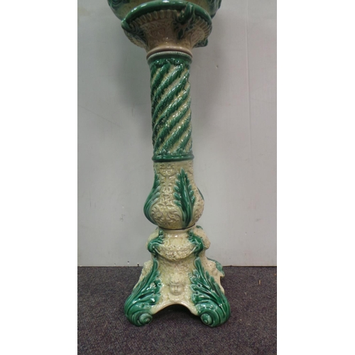 258 - Majolica Jardinière on Stand  (total height: 103cm, Bowl 40cm diameter