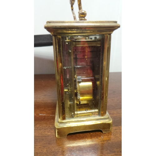 265 - Victorian Brass Traveling Carriage Clock in Leather Box