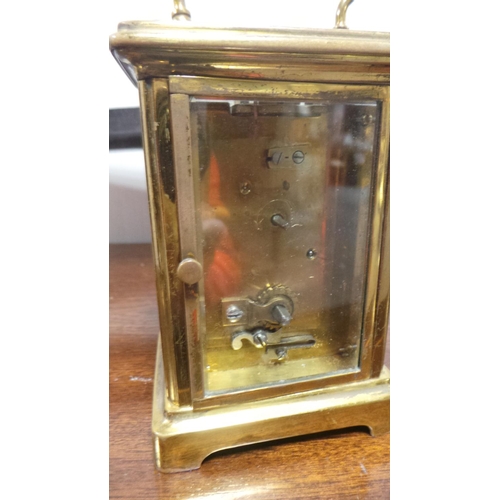 265 - Victorian Brass Traveling Carriage Clock in Leather Box