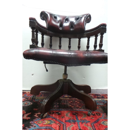 352 - Oxblood Chesterfield Leather Office Chair (seat height 48cm)