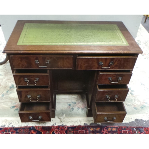 353 - Mahogany Leather Top Desk (90cm wide x 75cm high x 50cm deep)