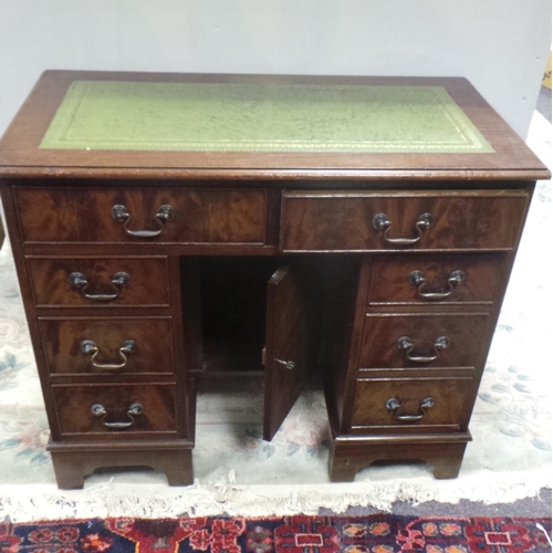 353 - Mahogany Leather Top Desk (90cm wide x 75cm high x 50cm deep)