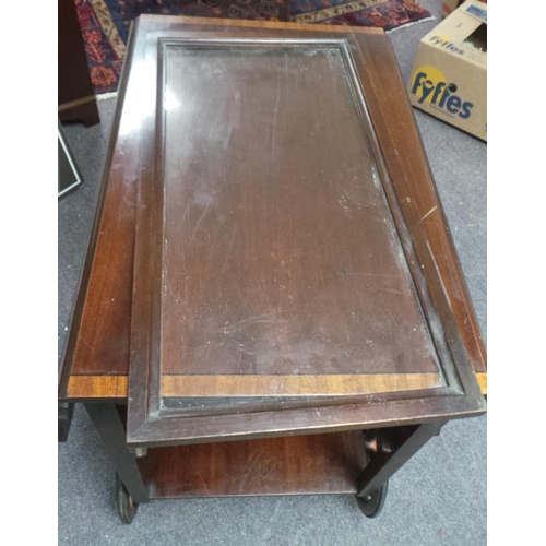 360 - Inlaid Extendable Trolley with glass serving tray inset By Ferguson Brothers (70cm high x 70cm long ... 