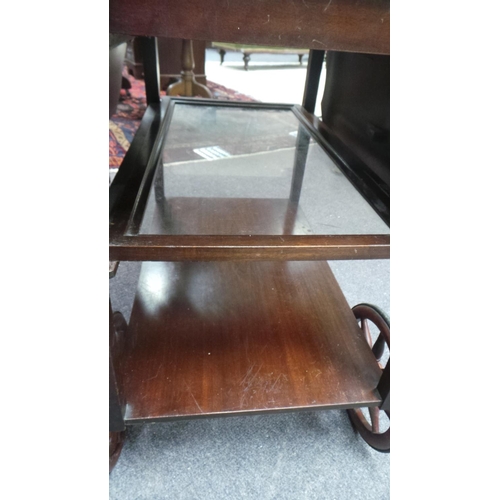 360 - Inlaid Extendable Trolley with glass serving tray inset By Ferguson Brothers (70cm high x 70cm long ... 