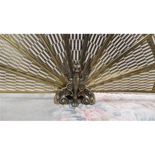 373 - Brass Peacock Fan Fire Screen