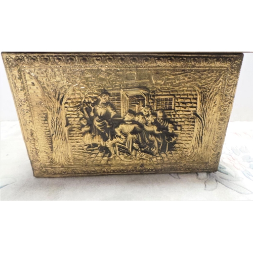 374 - Brass Log Box with Liner _ Metal 46cm long x 30cm x 30cm