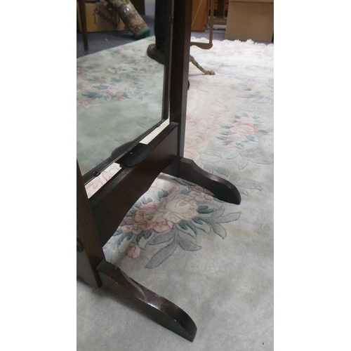 391 - Cheval Bevelled Mirror in Oak Frame