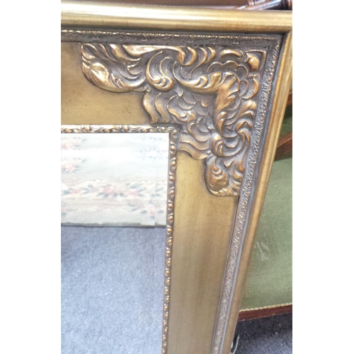 393 - Large Gilt framed Bevelled Mirror (w: 166cm x w85cm)