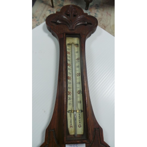 395 - Edwardian Oak Barometer (h: 80cm, Face: 20cm diameter)