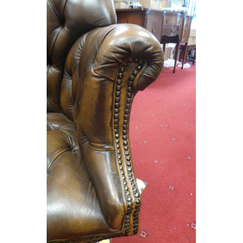 399 - Brown Chesterfield Swivel & Reclining Office Chair (46cm high)