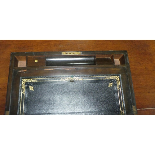 401 - Burr Walnut Writing Box with Brass Plaque (h:18cm  w:50cm  d:26cm)