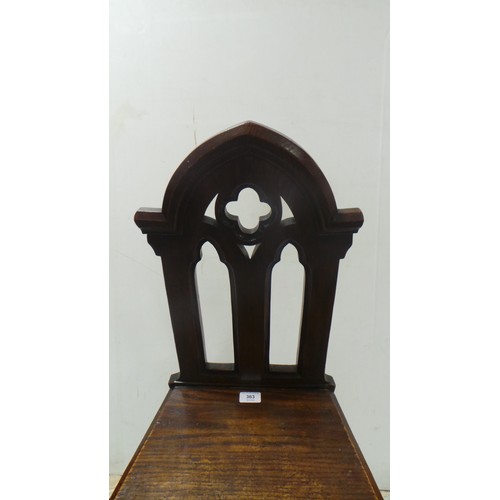 363 - Gothic Oak Hall Chair (seat height 45cm)