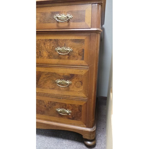 365 - Burr Walnut Four Drawer Chest (162cm wide  x 95cm high x 50cm deep)