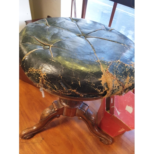 49 - Victorian Adjustable Carved Walnut Piano Stool