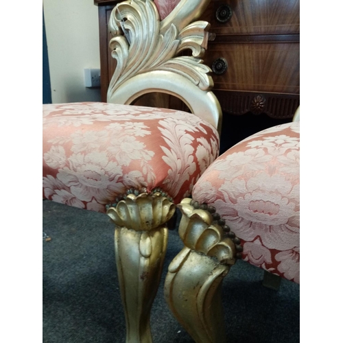 366 - Pair of Gilt Oratae Hallchairs