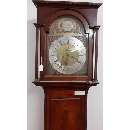 11 - Mahogany Case Grandfather Clock circa. 1790 Brass and Silver Dial working