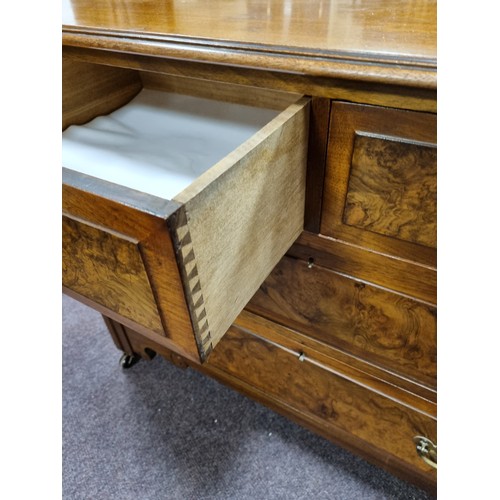 40 - Two over Three Drawer Burr Walnut dressing table base
79cm high x 106cm wide x 50cm deep