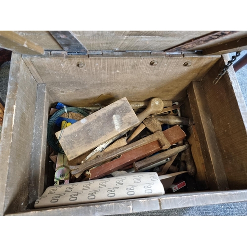 29 - Wooden Tool Box and Contents