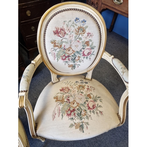 38 - Pair of Tapestry Open Armchairs