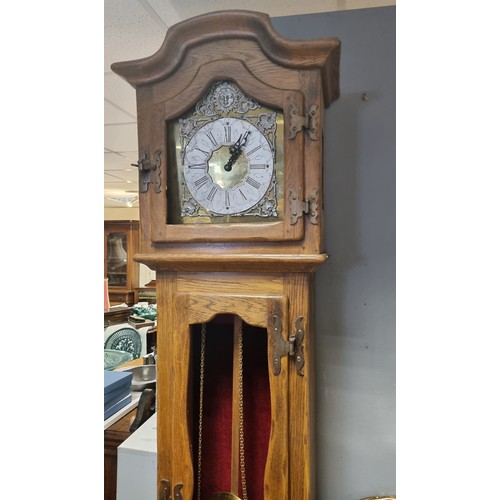 579 - Oak Grandfather Clock Case and works (as found)