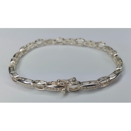 206 - Silver Stone Set Bracelet