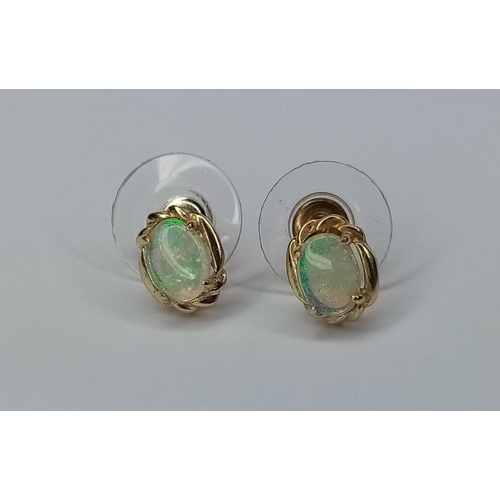 207 - Pair Gold Opal Earrings