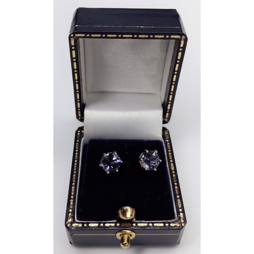 209 - Pair White Gold Tanzanite Stud Earrings