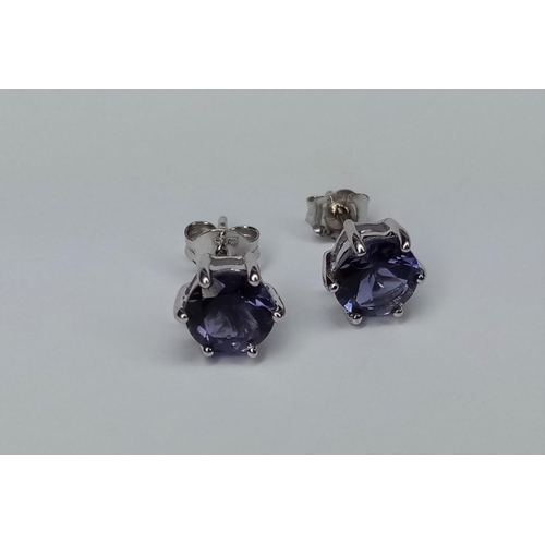 209 - Pair White Gold Tanzanite Stud Earrings