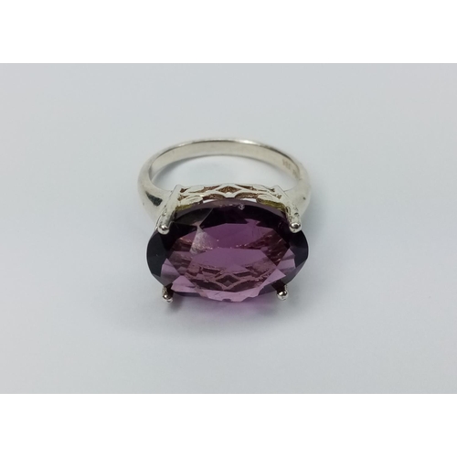 213 - Silver Ring set with Large Gemstone