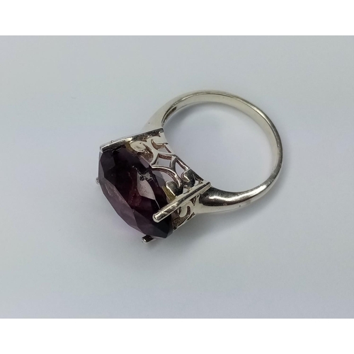 213 - Silver Ring set with Large Gemstone