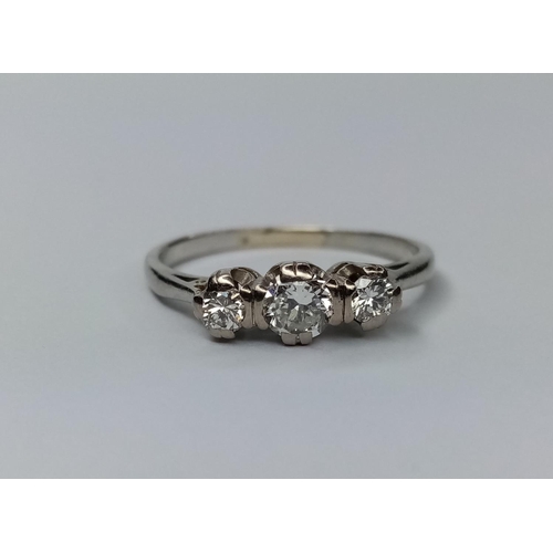 228 - Platinum Diamond 3 Stone Ring, 1/3 carat

Size P