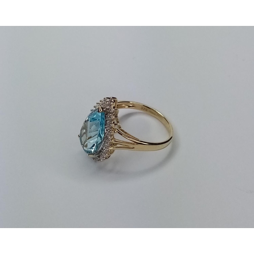 324 - Gold Diamond & Topaz Cluster Ring