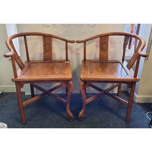 129 - Pair of Hardwood Corner Chairs