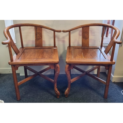 129 - Pair of Hardwood Corner Chairs