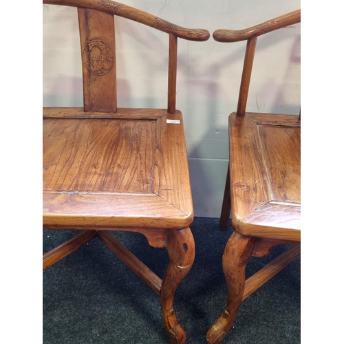 129 - Pair of Hardwood Corner Chairs