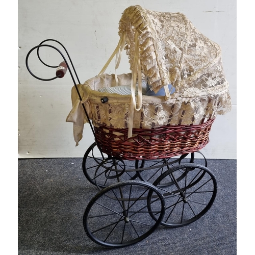 133 - Dolls Wicker Pram