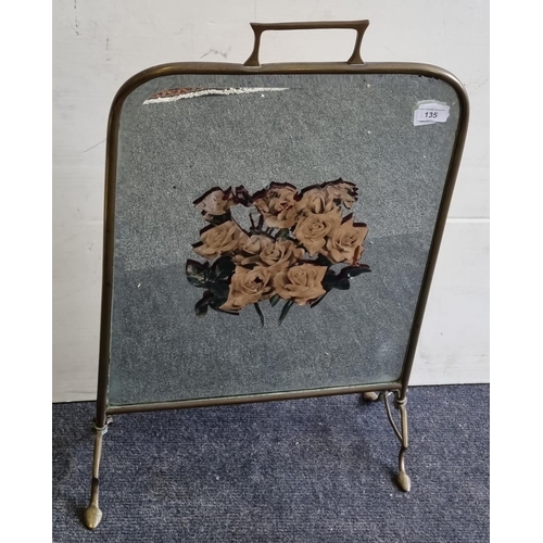 135 - Edwardian Brass Painted Mirror Firescreen