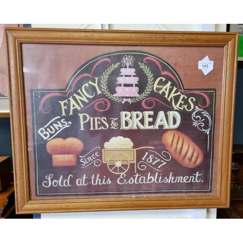 143 - Fancy Cakes Pies & Bread Framed Advertising Print