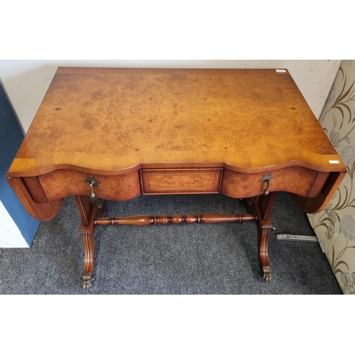 158 - Walnut Drop Leaf Sofa Table
table measures 77cm high x 60cm deep x 93cm long plus two 30cm leaves