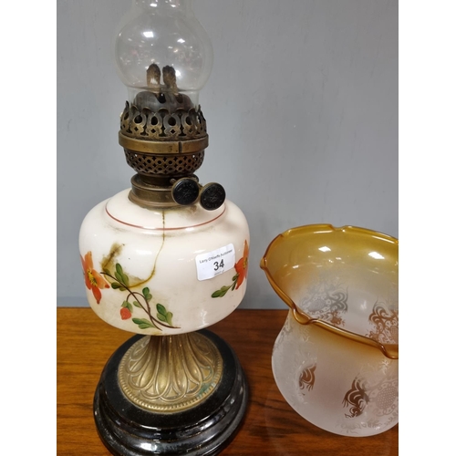 34 - Antique Oil Lamp and Shade