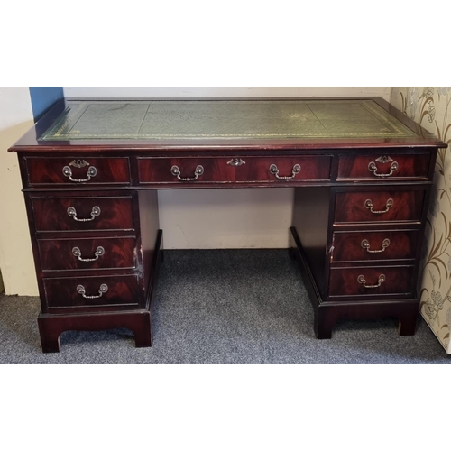 36 - Mahogany Pedestal Leather Top Desk