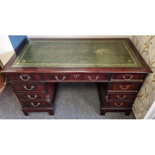 36 - Mahogany Pedestal Leather Top Desk