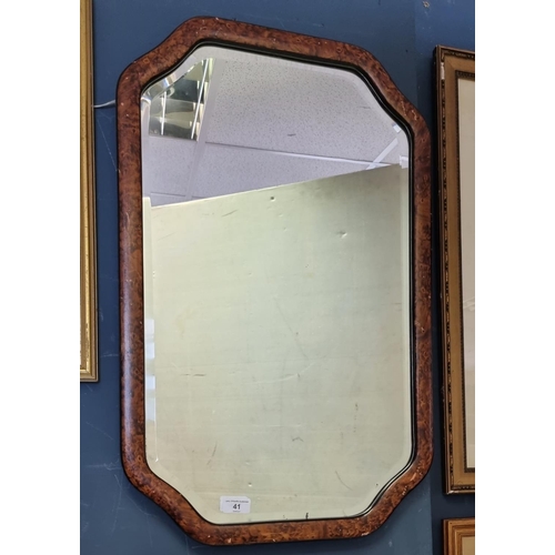 41 - Walnut Framed Bevelled Wall Mirror