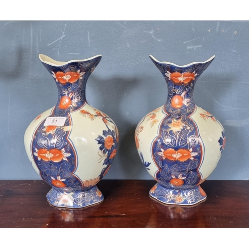 51 - Pair of Imari Style Vases