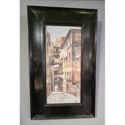 63 - Framed Watercolour Street Scene