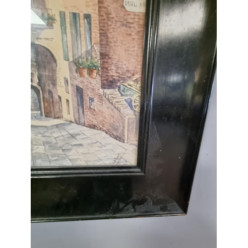 63 - Framed Watercolour Street Scene