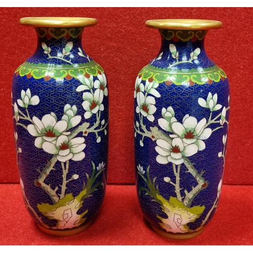 180 - Pair of Cloisonne Vases (18.5cm tall)